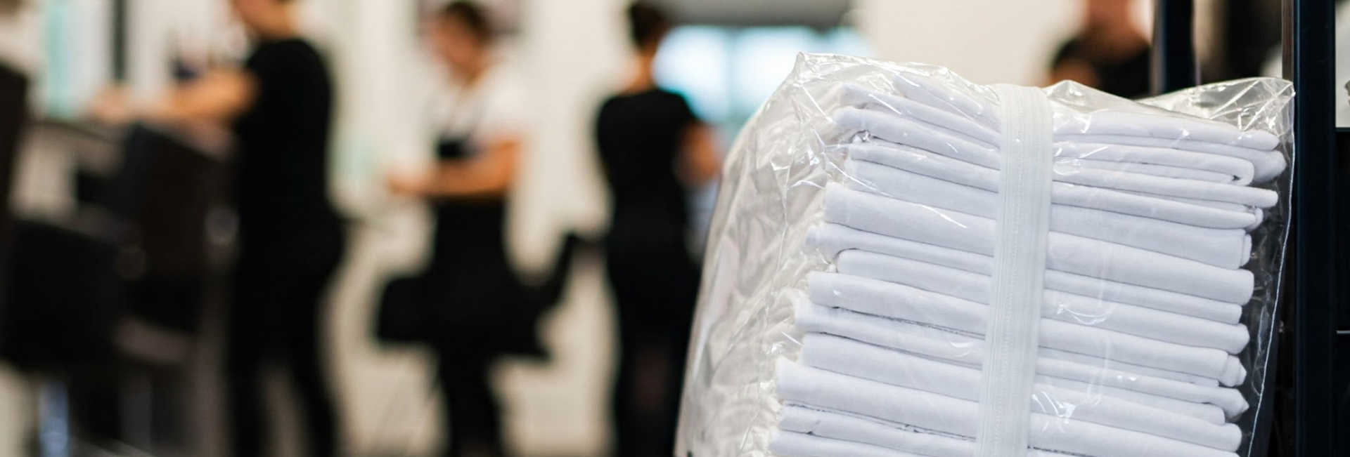 Plastic Wrapped Linens In Salon 1920X650